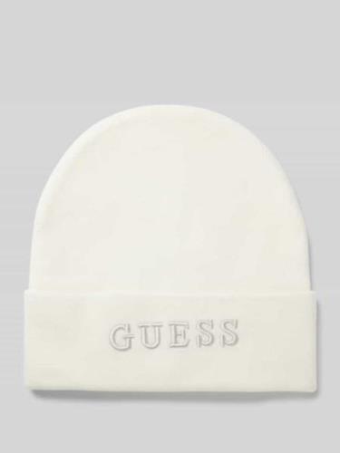 Guess Beanie mit Label-Stitching in Offwhite, Größe L