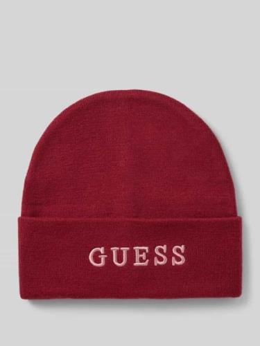 Guess Beanie mit Label-Stitching in Bordeaux, Größe L