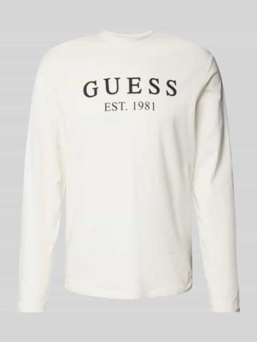 Guess Longsleeve mit Label-Print in Weiss, Größe L