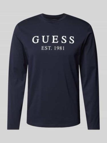 Guess Longsleeve mit Label-Print in Marine, Größe L