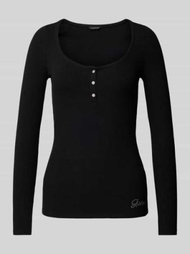 Guess Longsleeve mit Strasssteinbesatz Modell 'KARLEE' in Black, Größe...