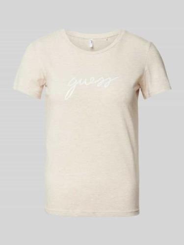 Guess T-Shirt mit Label-Print Modell 'CARRIE' in Beige Melange, Größe ...