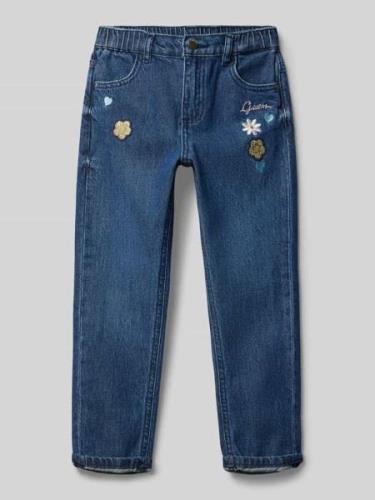 Guess Mom Fit Leg Jeans mit floralen Stickereien Modell 'RIGID' in Bla...