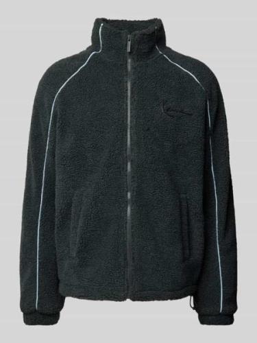 KARL KANI Teddyfell-Jacke mit Label-Applikation in Black, Größe L