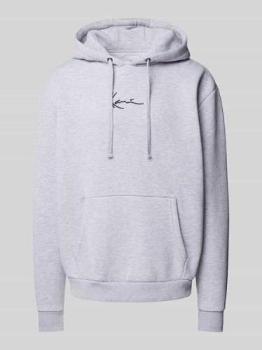 KARL KANI Hoodie mit Label-Stitching in Mittelgrau Melange, Größe L