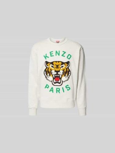 Kenzo Sweatshirt mit Label-Print in Mittelgrau Melange, Größe L