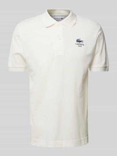 Lacoste Poloshirt mit Label-Print Modell 'Piquet' in Weiss, Größe L