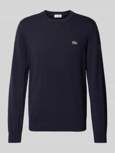 Lacoste Strickpullover mit Logo-Patch in Marine, Größe L