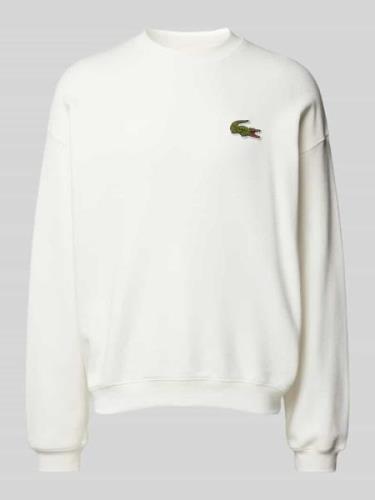 Lacoste Sweatshirt mit Logo-Patch in Weiss, Größe 3XL