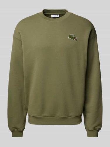 Lacoste Sweatshirt mit Logo-Patch in Oliv, Größe XXL