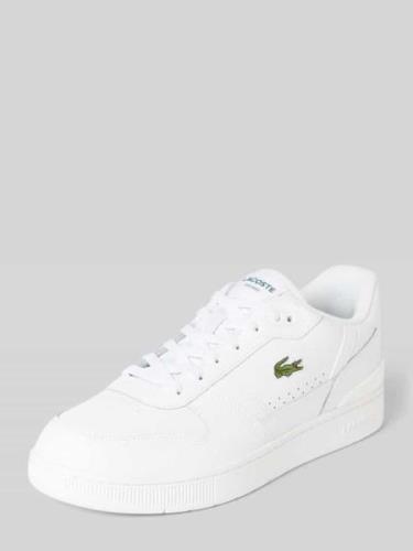 Lacoste Ledersneaker mit Logo-Stitching in Weiss, Größe 40