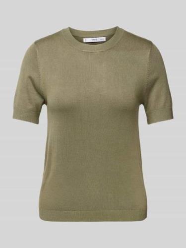 Mango Strickshirt mit Rundhalsausschnitt in Khaki, Größe L