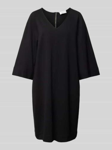 MORE Knielanges Kleid mit abgerundetem V-Ausschnitt in Black, Größe 34