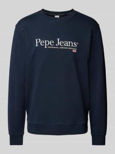 Pepe Jeans Sweatshirt mit Label-Print Modell 'SEAN' in Marine, Größe L