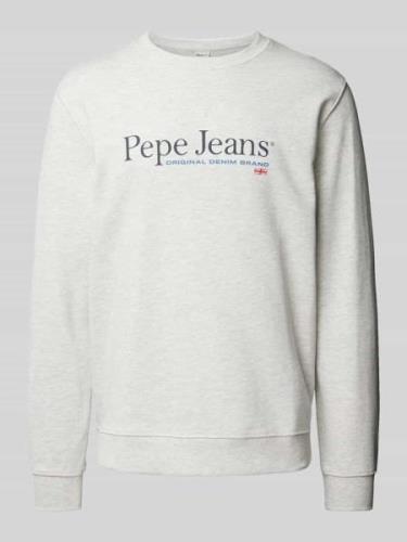 Pepe Jeans Sweatshirt mit Label-Print Modell 'SEAN' in Hellgrau, Größe...