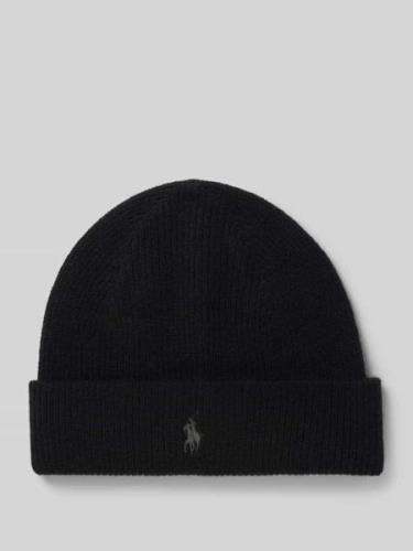 POLO RALPH LAUREN Beanie aus Kaschmir mit Label-Stitching in Black, Gr...