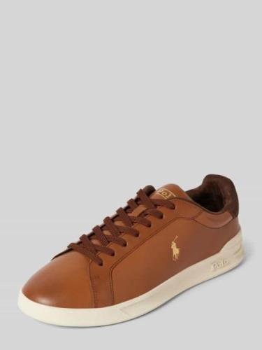 POLO RALPH LAUREN Sneaker aus Leder mit Logo-Print in Cognac, Größe 40