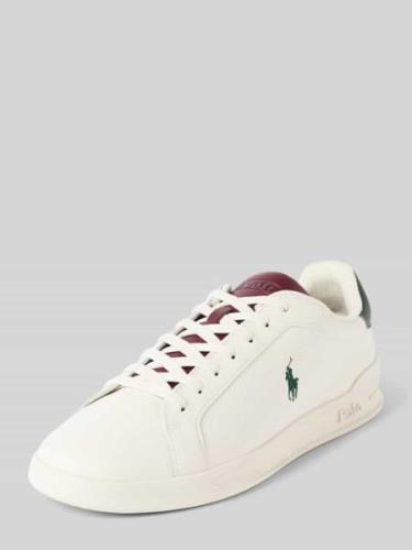 POLO RALPH LAUREN Ledersneaker mit Logo-Stitching in Weiss, Größe 40