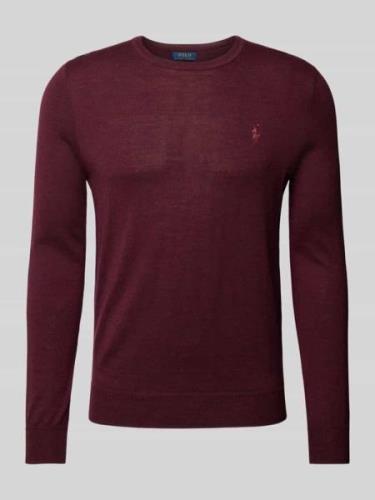 POLO RALPH LAUREN Slim Fit Strickpullover aus reiner Wolle in Bordeaux...