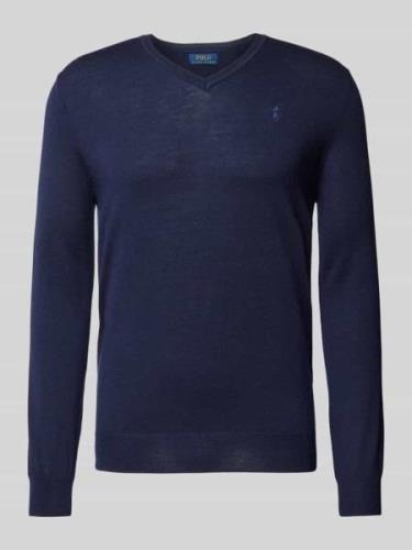 POLO RALPH LAUREN Wollpullover mit Logo-Stitching in Marine, Größe L