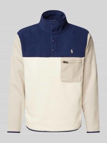 POLO RALPH LAUREN Fleecepullover mit Brusttasche in Offwhite, Größe M