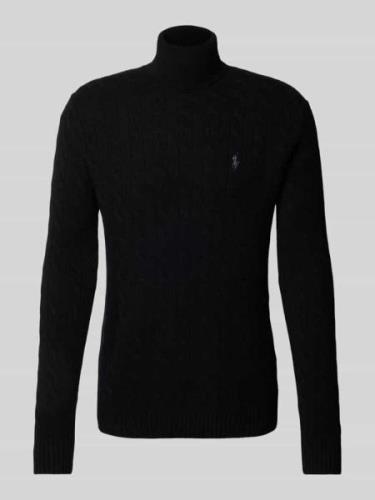 POLO RALPH LAUREN Wollpullover mit Label-Stitching in Black, Größe L