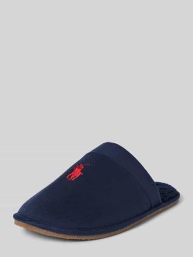 POLO RALPH LAUREN Slides in Wildleder-Optik Modell 'KLARENCE' in Dunke...