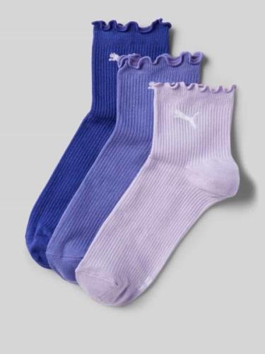 Puma Socken mit Feinripp im 3er-Pack in Lila, Größe 35-38