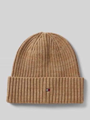 Tommy Hilfiger Beanie mit Label-Stitching in Beige Melange, Größe 1