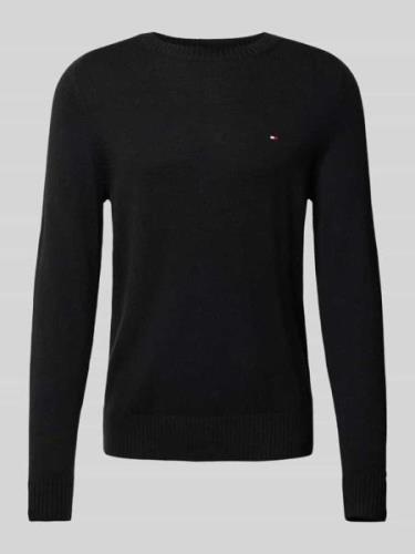 Tommy Hilfiger Wollpullover mit Logo-Stitching in Black, Größe L