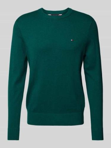 Tommy Hilfiger Strickpullover mit Logo-Stitching Modell 'PIMA' in Bott...