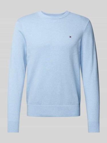 Tommy Hilfiger Strickpullover mit Logo-Stitching Modell 'PIMA' in Hell...