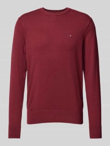 Tommy Hilfiger Strickpullover mit Logo-Stitching Modell 'PIMA' in Dunk...