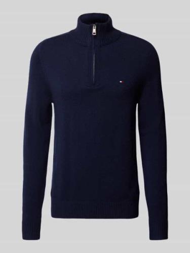 Tommy Hilfiger Wollpullover mit Stehkragen Modell 'LAMBSWOOL' in Marin...