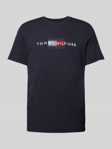 Tommy Hilfiger T-Shirt mit Label-Print in Marine, Größe L