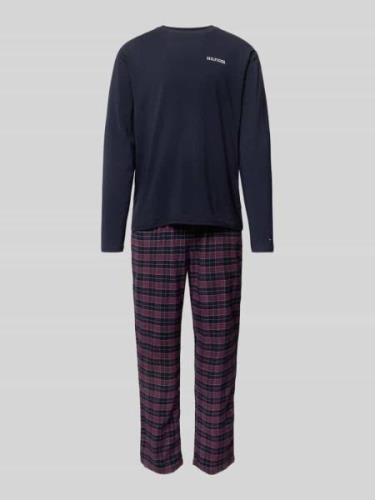 Tommy Hilfiger Pyjama mit Label-Print in Dunkelblau, Größe L