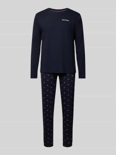 Tommy Hilfiger Pyjama mit Label-Print in Dunkelblau, Größe L