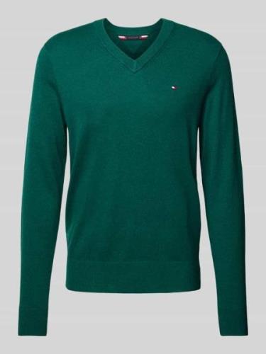 Tommy Hilfiger Strickpullover mit Logo-Stitching Modell 'PIMA' in Bott...