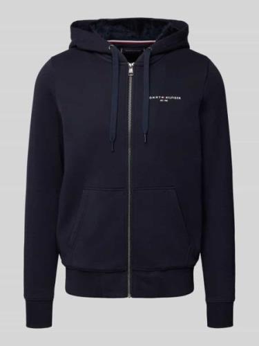 Tommy Hilfiger Regular Fit Sweatjacke mit Kapuze in Marine, Größe L