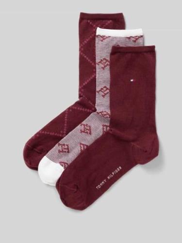 Tommy Hilfiger Socken mit Label-Stitching in Dunkelrot, Größe 35-38