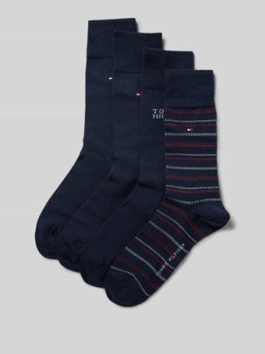 Tommy Hilfiger Socken mit Label-Details im 4er-Pack in Marine, Größe 3...