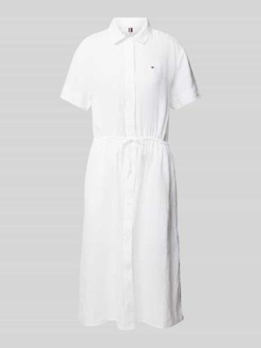 Tommy Hilfiger Hemdblusenkleid aus Leinen mit Label-Stitching in Weiss...