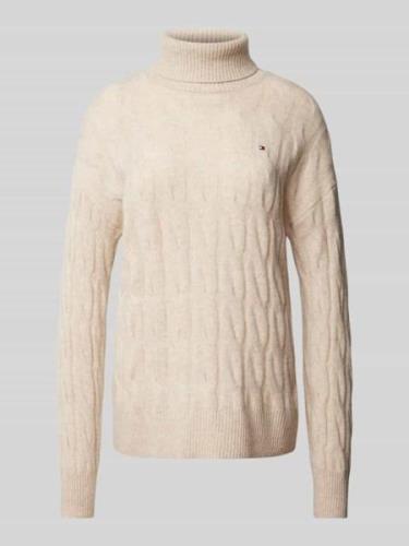 Tommy Hilfiger Strickpullover mit Rollkragen in Beige, Größe S