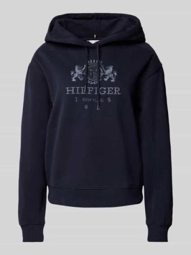 Tommy Hilfiger Hoodie mit Label-Stitching in Dunkelblau, Größe L