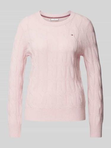 Tommy Hilfiger Strickpullover mit gerippten Abschlüssen in Rosa, Größe...