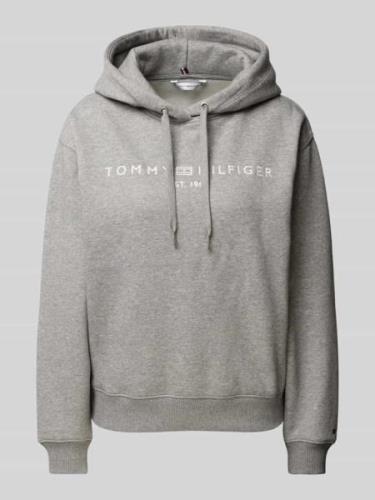 Tommy Hilfiger Hoodie mit Label-Stitching in Hellgrau, Größe L