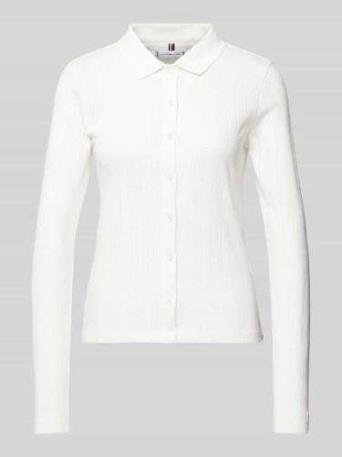 Tommy Hilfiger Slim Fit Longsleeve mit Knopfleiste in Weiss, Größe L