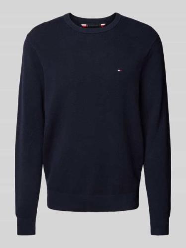 Tommy Hilfiger Strickpullover mit Logo-Stitching in Marine, Größe L