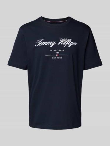 Tommy Hilfiger T-Shirt mit Label-Stitching in Marine, Größe L