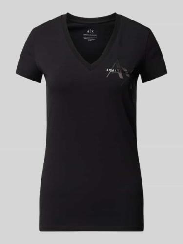 ARMANI EXCHANGE T-Shirt mit Label-Print in Black, Größe L